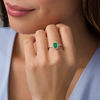 Thumbnail Image 1 of Emerald-Cut Lab-Created Emerald and 1/4 CT. T.W. Diamond Frame Ring in 10K Gold