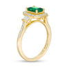 Thumbnail Image 2 of Emerald-Cut Lab-Created Emerald and 1/4 CT. T.W. Diamond Frame Ring in 10K Gold