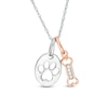 Thumbnail Image 1 of Diamond Accent Dog Bone and Paw Print Disc Pendant in Sterling Silver and 10K Rose Gold