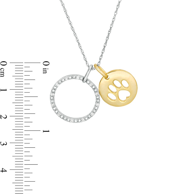 Main Image 3 of 1/10 CT. T.W. Diamond Open Circle and Dog Paw Disc Pendant in Sterling Silver and 14K Gold Plate