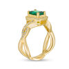 Emerald-Cut Lab-Created Emerald and 1/4 CT. T.W. Diamond Frame Ring in 10K Gold