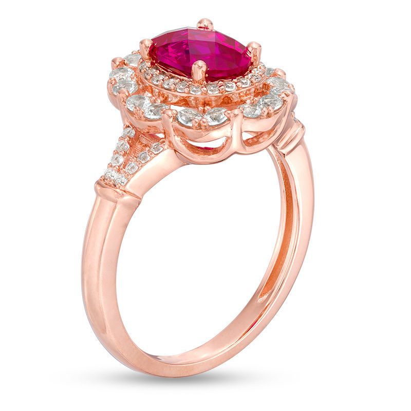 Pear-Shaped Ruby and 1/6 CT. T.W. Diamond Frame Engagement Ring in 14K  White Gold | Zales