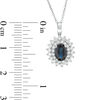 Thumbnail Image 3 of Certified Oval Blue Sapphire and 1/2 CT. T.W. Diamond Starburst Frame Pendant in 14K White Gold