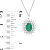 Thumbnail Image 2 of Certified Oval Emerald and 1/2 CT. T.W. Diamond Starburst Frame Pendant in 14K White Gold