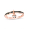 Thumbnail Image 1 of 1/10 CT. T.W. Enhanced Black and White Diamond Heart-Shaped Dangle Ring in Sterling Silver with 14K Rose Gold Plate