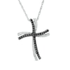 Thumbnail Image 1 of 1/5 CT. T.W. Enhanced Black and White Diamond Double Wavy Cross Pendant in 10K White Gold