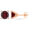 Thumbnail Image 0 of 8.0mm Garnet and Diamond Accent Stud Earrings in 10K Rose Gold