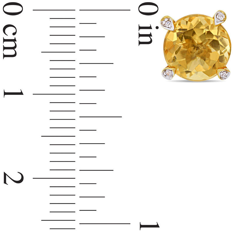 8.0mm Citrine and Diamond Accent Stud Earrings in 10K Gold