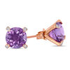 Thumbnail Image 2 of 8.0mm Amethyst and Diamond Accent Stud Earrings in 10K Rose Gold