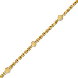 Made in Italy Diamond-Cut Bead Station Rope Chain Bracelet in 14K Gold - 7.5"