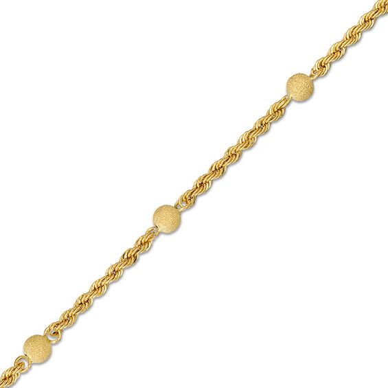 Made in Italy Diamond-Cut Bead Station Rope Chain Bracelet in 14K Gold - 7.5"