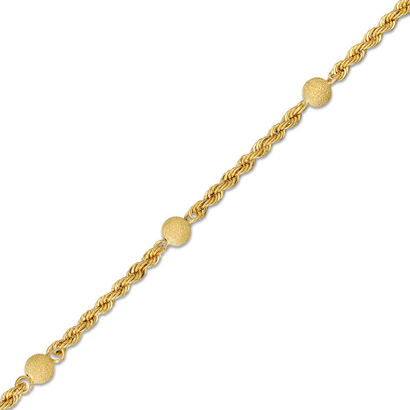 Main Image 1 of Made in Italy Diamond-Cut Bead Station Rope Chain Bracelet in 14K Gold - 7.5"