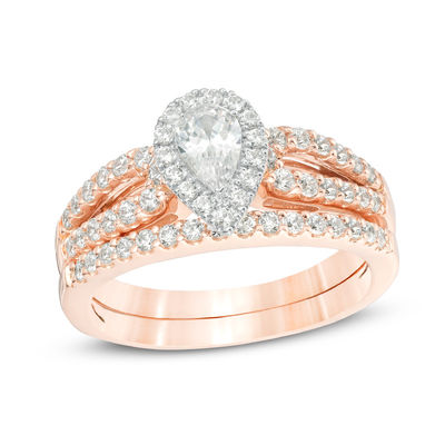 Rose gold pear shaped bridal set Clearance
