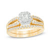 Thumbnail Image 0 of 1 CT. T.W. Certified Emerald-Cut Diamond Frame Split Shank Bridal Set in 14K Gold (I/I1)