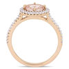 Sideways Oval Morganite and 1/4 CT. T.W. Diamond Frame Ring in 14K Rose Gold