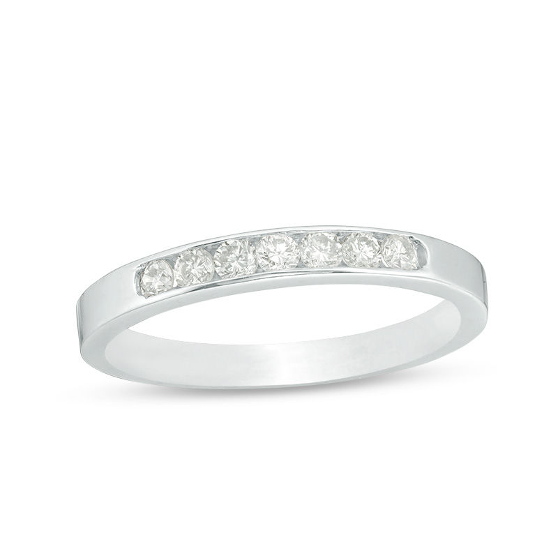 Main Image 1 of 1/4 CT. T.W. Diamond Seven Stone Channel-Set Anniversary Band in Platinum