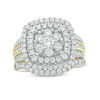 Thumbnail Image 0 of 2 CT. T.W. Diamond Triple Cushion Frame Bridal Set in 10K Gold