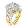 Thumbnail Image 1 of 2 CT. T.W. Diamond Triple Cushion Frame Bridal Set in 10K Gold