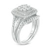 Thumbnail Image 2 of 1 CT. T.W. Multi-Diamond Double Cushion Frame Bridal Set in 10K White Gold
