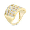 Thumbnail Image 1 of 1 CT. T.W. Champagne and White Diamond Art Deco Multi-Row Ring in 10K Gold