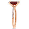Thumbnail Image 2 of Emerald-Cut Garnet and 1/10 CT. T.W. Diamond Engagement Ring in 10K Rose Gold