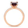 Thumbnail Image 3 of Emerald-Cut Garnet and 1/10 CT. T.W. Diamond Engagement Ring in 10K Rose Gold