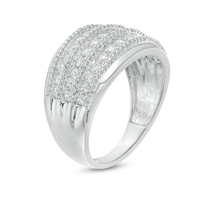 1 Ct T W Diamond Alternating Graduated Multi Row Anniversary