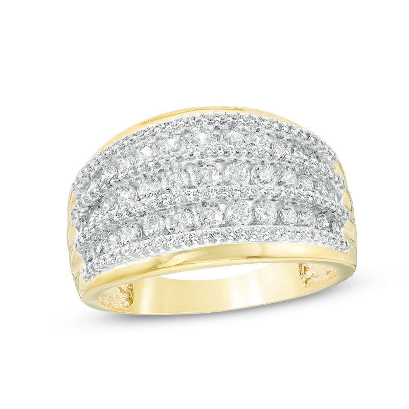 1 CT. T.W. Diamond Alternating Graduated Multi-Row Ring in 10K Gold