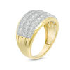 Thumbnail Image 2 of 1 CT. T.W. Diamond Alternating Graduated Multi-Row Ring in 10K Gold