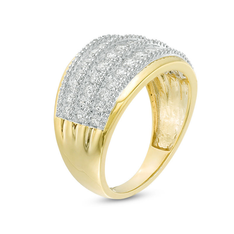 Main Image 2 of 1 CT. T.W. Diamond Alternating Graduated Multi-Row Ring in 10K Gold