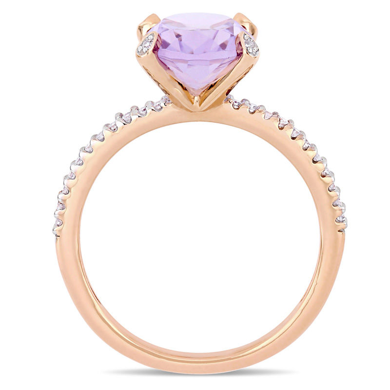 Oval Amethyst and 1/10 CT. T.W. Diamond Engagement Ring in 10K Rose Gold