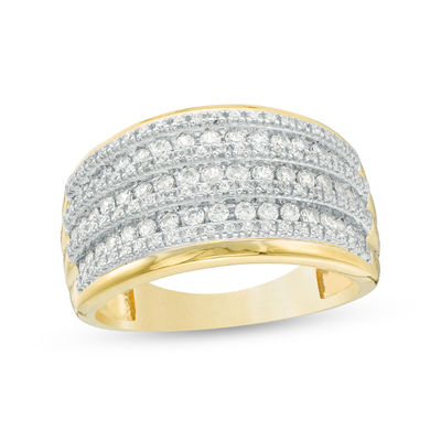 3/4 CT. T.W. Diamond Alternating Graduated Multi-Row Anniversary Ring ...