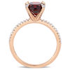 Thumbnail Image 3 of Oval Garnet and 1/10 CT. T.W. Diamond Engagement Ring in 10K Rose Gold