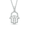 Thumbnail Image 0 of 1/10 CT. T.W. Diamond Evil Eye Hamsa Pendant in Sterling Silver