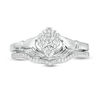 Thumbnail Image 4 of 1/10 CT. T.W. Diamond Claddagh Bridal Set in Sterling Silver