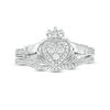 Thumbnail Image 4 of 1/4 CT. T.W. Composite Diamond Claddagh Bridal Set in 10K White Gold