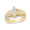 Thumbnail Image 0 of 1/2 CT. T.W. Marquise Composite Diamond Bypass Bridal Set in 10K Gold