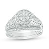 Thumbnail Image 1 of 1/2 CT. T.W. Composite Diamond Double Frame Filigree Bridal Set in Sterling Silver