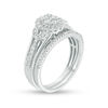 Thumbnail Image 1 of 1/2 CT. T.W. Oval Composite Diamond Leaf-Sides Bridal Set in Sterling Silver