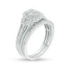 Thumbnail Image 2 of 1/2 CT. T.W. Oval Composite Diamond Leaf-Sides Bridal Set in Sterling Silver