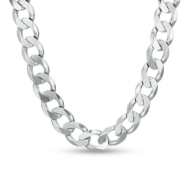 Zales Men's 7.6mm Curb Chain Necklace in Sterling Silver - 24