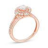 Thumbnail Image 3 of 1 CT. T.W. Baguette and Round Diamond Starburst Frame Art Deco Engagement Ring in 14K Rose Gold