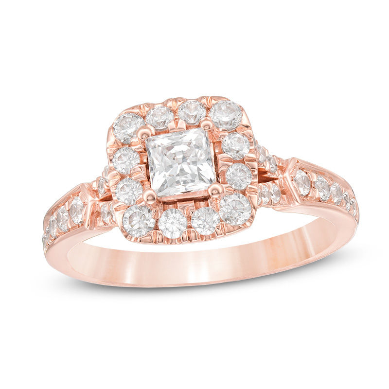 Love’s Destiny by Peoples 1-1/5 CT. T.W. Certified Princess-Cut Diamond Frame Engagement Ring in 14K Rose Gold (I/I1)