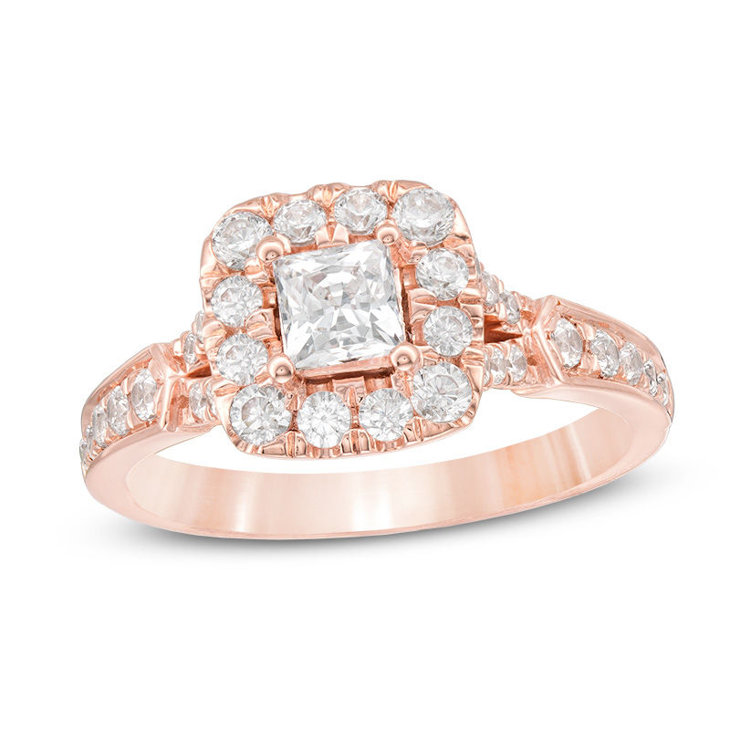 Main Image 1 of Love’s Destiny by Peoples 1-1/5 CT. T.W. Certified Princess-Cut Diamond Frame Engagement Ring in 14K Rose Gold (I/I1)