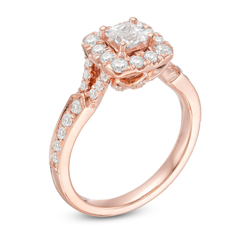Main Image 3 of Love’s Destiny by Peoples 1-1/5 CT. T.W. Certified Princess-Cut Diamond Frame Engagement Ring in 14K Rose Gold (I/I1)