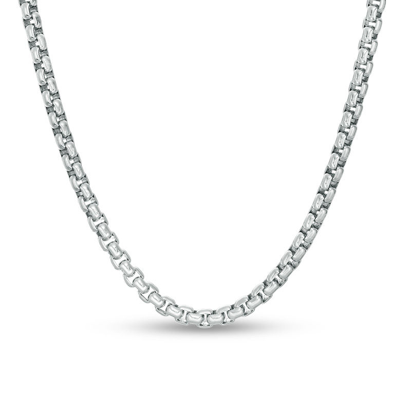 Main Image 1 of Men's 3.8mm Box Chain Necklace in Sterling Silver - 24"