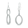 Thumbnail Image 1 of Diamond-Cut Interlocking Ellipses Drop Earrings in Sterling Silver