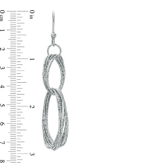 Diamond-Cut Interlocking Ellipses Drop Earrings in Sterling Silver