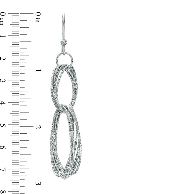 Main Image 3 of Diamond-Cut Interlocking Ellipses Drop Earrings in Sterling Silver
