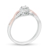 1/8 CT. T.W. Diamond Frame Twist Shank Promise Ring in Sterling Silver and 10K Rose Gold